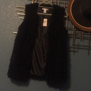 Long Black Fur Vest